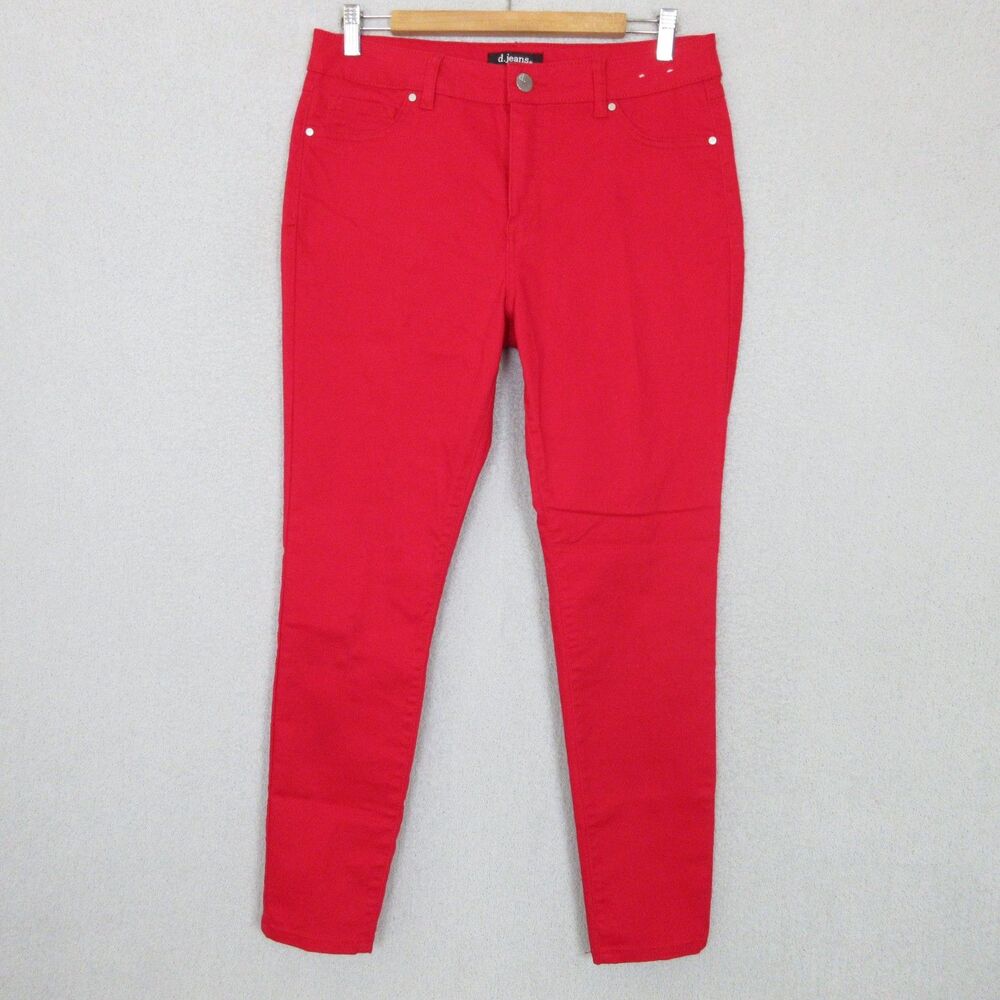 d.jeans Jeans Womens 8 Red Stretch Skinny Five Pocket‎ Mid Rise Ankle 34x28
